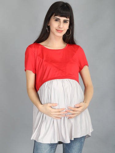 Red Empire Casual Maternity and Nursing Wear Top