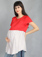 Load image into Gallery viewer, Red Empire Casual Maternity and Nursing Wear Top- Left View