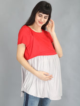 Load image into Gallery viewer, Red Empire Casual Maternity and Nursing Wear Top- Right View