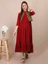 Load image into Gallery viewer, Boho Chic Maroon Maternity and Nursing Kurti