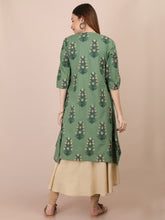 Load image into Gallery viewer, Basil Green Maternity and Nursing Kurti - Back
