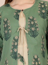 Load image into Gallery viewer, Basil Green Maternity and Nursing Kurti - Neckline