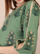 Load image into Gallery viewer, Basil Green Maternity and Nursing Kurti - Sleeve