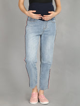 Load image into Gallery viewer, Pink Taped Denims with Belly Support