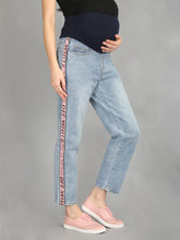 Load image into Gallery viewer, Pink Taped Denims with Belly Support