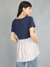 Load image into Gallery viewer, Navy Blue Empire Casual Maternity and Nursing Wear Top- Back View
