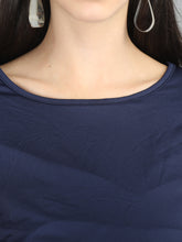 Load image into Gallery viewer, Navy Blue Empire Casual Maternity and Nursing Wear Top- Neck View