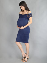 Load image into Gallery viewer, Navy Blue Lace Maternity Dress
