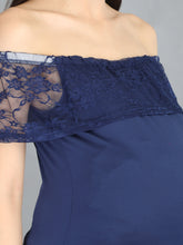 Load image into Gallery viewer, Navy Blue Lace Maternity Dress - Side View