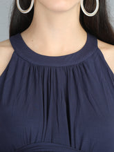 Load image into Gallery viewer, Navy Blue Halter Neck Maternity Dress - Neck View