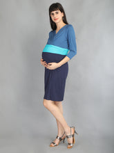 Load image into Gallery viewer, Ink Teal Wrap Maternity and Nursing Dress