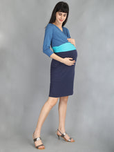 Load image into Gallery viewer, Ink Teal Wrap Maternity and Nursing Dress