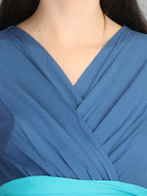 Load image into Gallery viewer, Ink Teal Wrap Maternity and Nursing Dress - Neck View