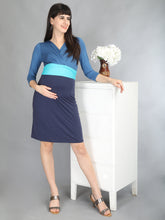 Load image into Gallery viewer, Ink Teal Wrap Maternity and Nursing Dress