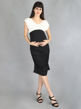 Load image into Gallery viewer, Black and White Elegant Maternity Dress