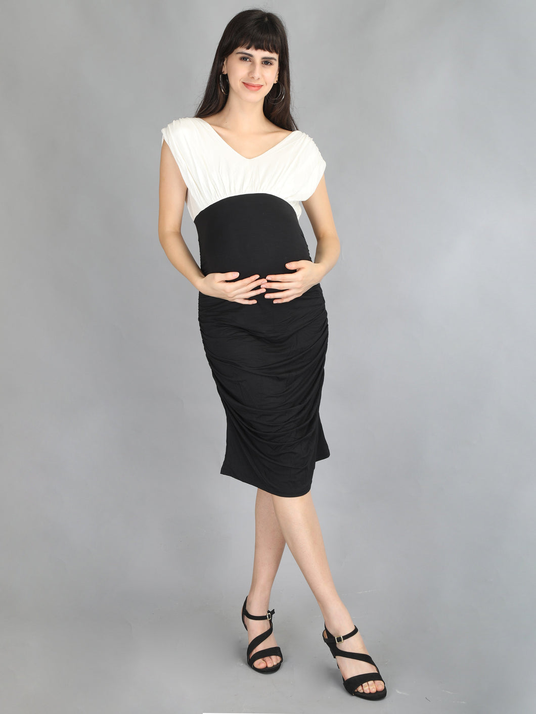 Black and White Elegant Maternity Dress