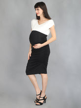 Load image into Gallery viewer, Black and White Elegant Maternity Dress