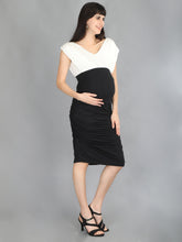 Load image into Gallery viewer, Black and White Elegant Maternity Dress