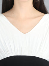 Load image into Gallery viewer, Black and White Elegant Maternity Dress - Neck View