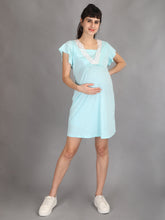 Load image into Gallery viewer, Lace Turquoise Maternity and Nursing Casual Dress