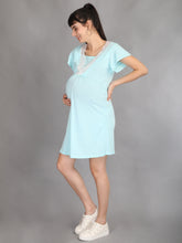 Load image into Gallery viewer, Lace Turquoise Maternity and Nursing Casual Dress