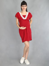 Load image into Gallery viewer, Lace Wine Maternity and Nursing Dress