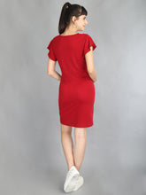Load image into Gallery viewer, Lace Wine Maternity and Nursing Dress - Back View