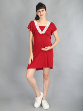 Load image into Gallery viewer, Lace Wine Maternity and Nursing Dress