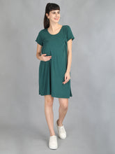 Load image into Gallery viewer, Bottle Green Maternity and Nursing Dress
