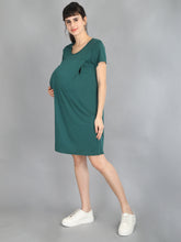Load image into Gallery viewer, Bottle Green Maternity and Nursing Dress