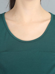 Bottle Green Maternity and Nursing Dress - Neck View