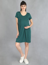 Load image into Gallery viewer, Bottle Green Maternity and Nursing Dress