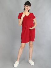 Load image into Gallery viewer, Red Maroon Maternity and Nursing Dress