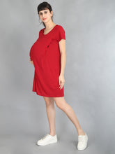 Load image into Gallery viewer, Red Maroon Maternity and Nursing Dress