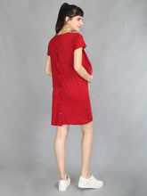 Load image into Gallery viewer, Red Maroon Maternity and Nursing Dress - Back View