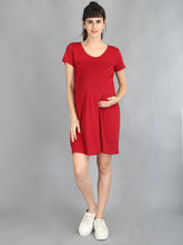 Load image into Gallery viewer, Red Maroon Maternity and Nursing Dress