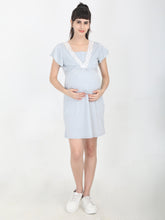 Load image into Gallery viewer, Lace Grey Maternity and Nursing Dress