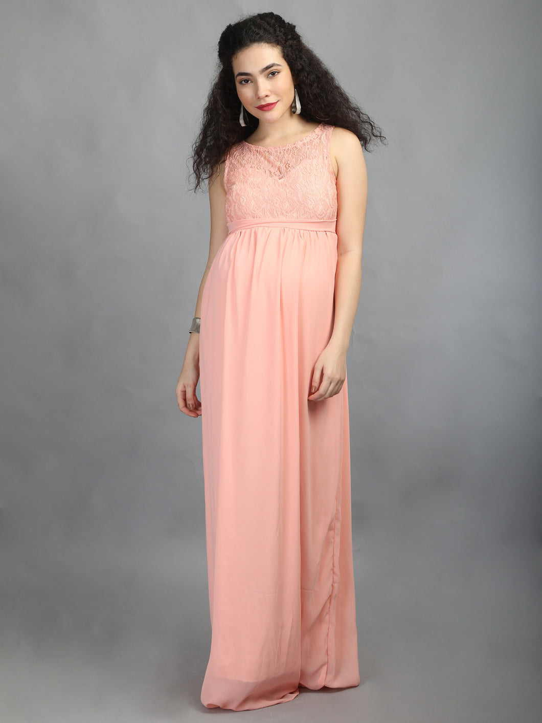 Blossoms Peach Maternity Dress