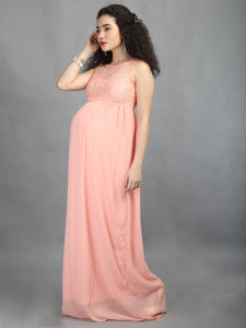 Blossoms Peach Maternity Dress