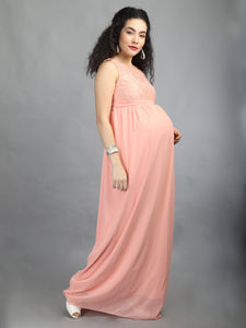 Blossoms Peach Maternity Dress