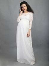 Load image into Gallery viewer, White Lace Maternity Dress