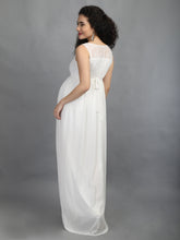 Load image into Gallery viewer, Elegant Ivory Maternity Dress - Back View