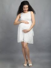 Load image into Gallery viewer, Crystal White Maternity Dress