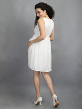 Load image into Gallery viewer, Crystal White Maternity Dress - Back View