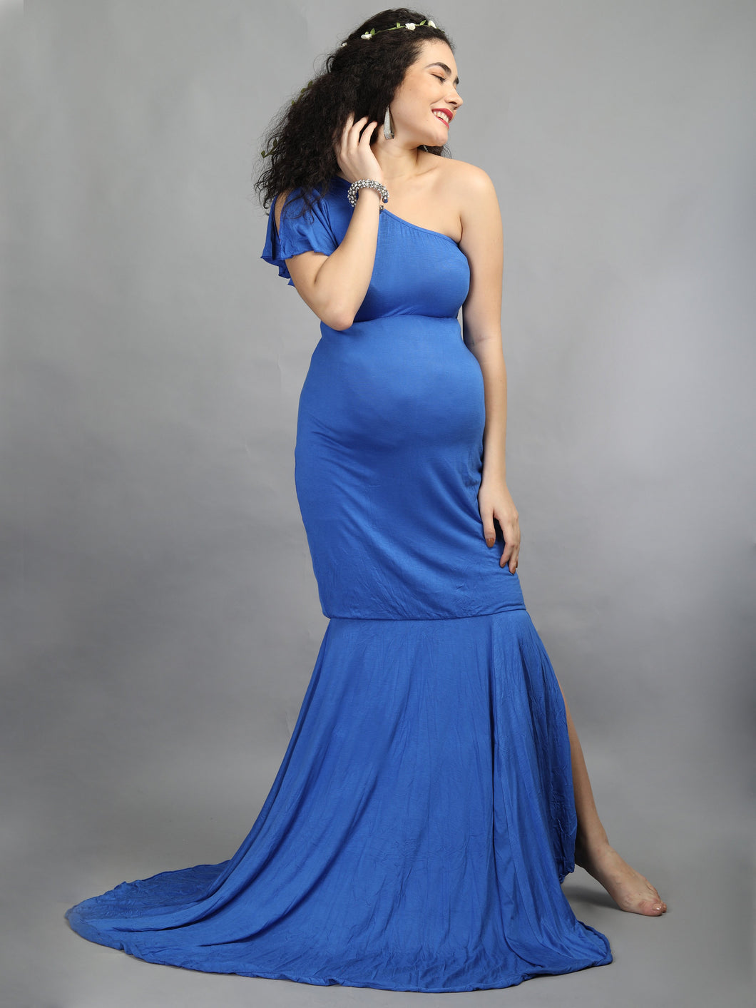 Elegant Blue Maternity Dress