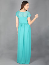 Load image into Gallery viewer, Teal Blue Maternity Dress - Back