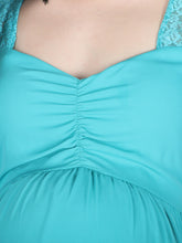 Load image into Gallery viewer, Teal Blue Maternity Dress -Neck detail