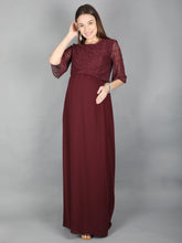 Load image into Gallery viewer, Ruby Wine Maternity and Nursing Dress - Front