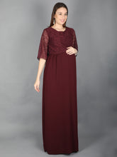 Load image into Gallery viewer, Ruby Wine Maternity and Nursing Dress - Side