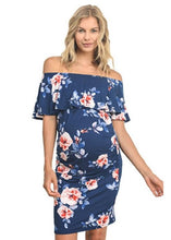 Load image into Gallery viewer, Floral Navy Blue Maternity Dress
